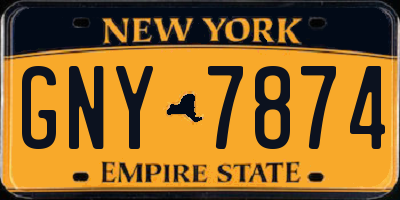 NY license plate GNY7874