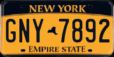 NY license plate GNY7892