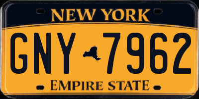 NY license plate GNY7962