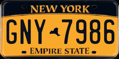 NY license plate GNY7986