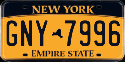 NY license plate GNY7996