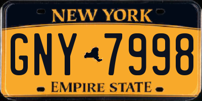 NY license plate GNY7998