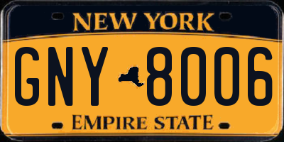 NY license plate GNY8006