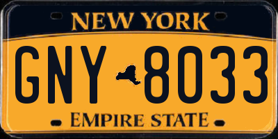 NY license plate GNY8033