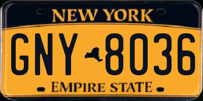 NY license plate GNY8036