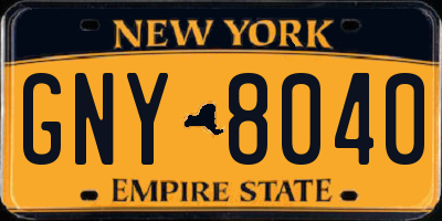 NY license plate GNY8040