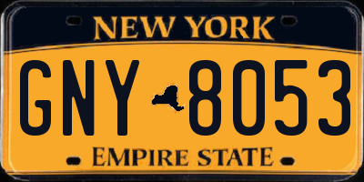 NY license plate GNY8053