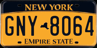 NY license plate GNY8064