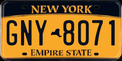 NY license plate GNY8071