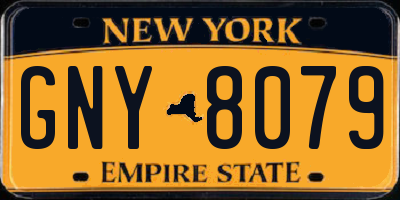 NY license plate GNY8079