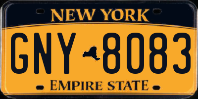 NY license plate GNY8083