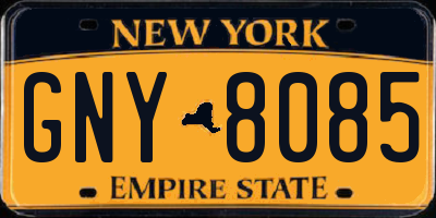 NY license plate GNY8085