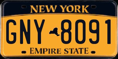 NY license plate GNY8091
