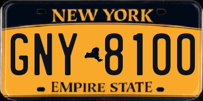 NY license plate GNY8100
