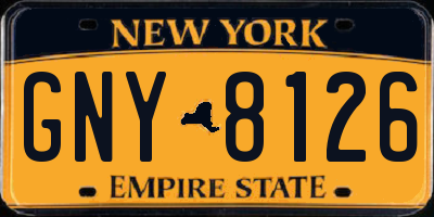 NY license plate GNY8126