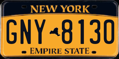 NY license plate GNY8130