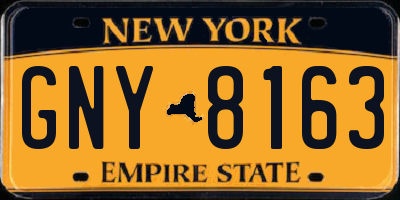 NY license plate GNY8163
