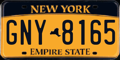NY license plate GNY8165