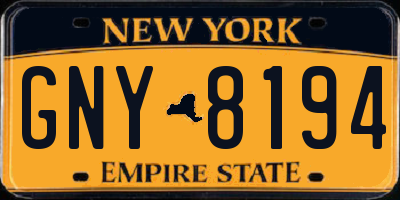 NY license plate GNY8194