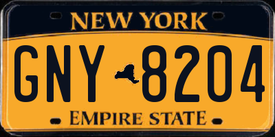 NY license plate GNY8204