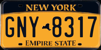NY license plate GNY8317