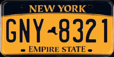 NY license plate GNY8321