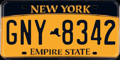 NY license plate GNY8342