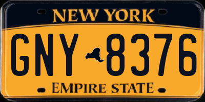 NY license plate GNY8376
