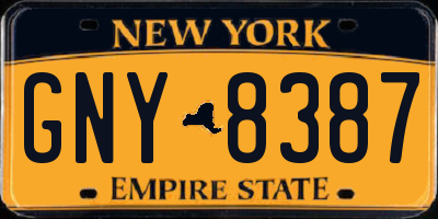 NY license plate GNY8387
