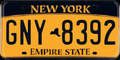NY license plate GNY8392