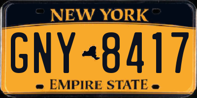 NY license plate GNY8417