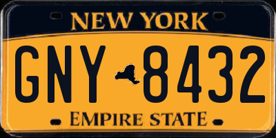 NY license plate GNY8432