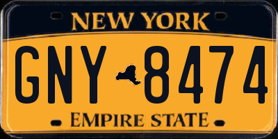 NY license plate GNY8474