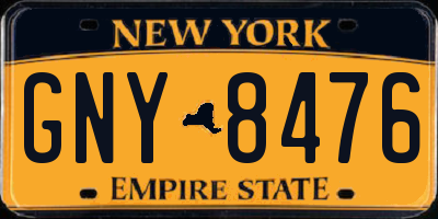 NY license plate GNY8476