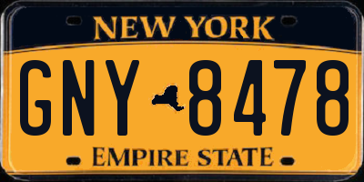 NY license plate GNY8478