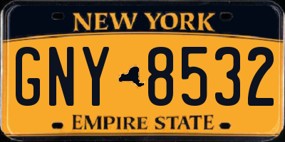NY license plate GNY8532