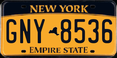 NY license plate GNY8536