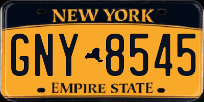 NY license plate GNY8545