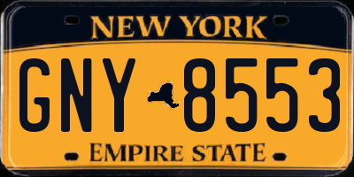 NY license plate GNY8553