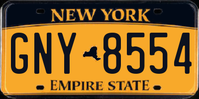 NY license plate GNY8554