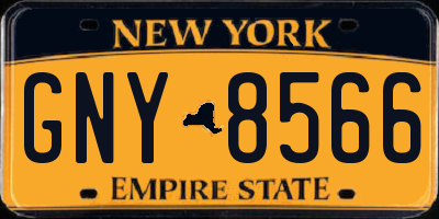 NY license plate GNY8566