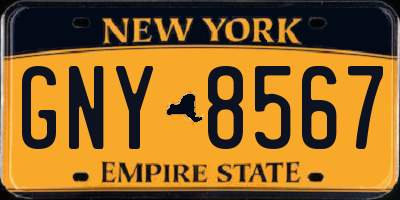 NY license plate GNY8567