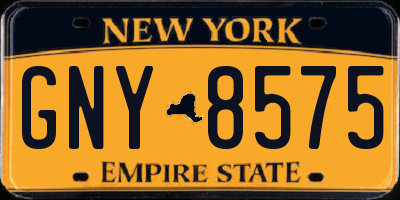 NY license plate GNY8575