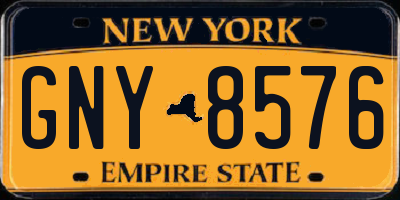 NY license plate GNY8576