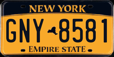 NY license plate GNY8581