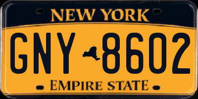 NY license plate GNY8602