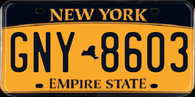 NY license plate GNY8603