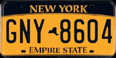 NY license plate GNY8604