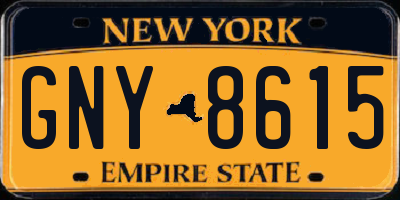 NY license plate GNY8615