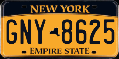 NY license plate GNY8625